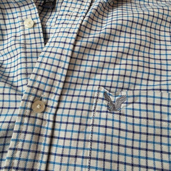 American Eagle Button Up Checked Shirt Size Xl Classic Fit Long Sleeve Blue - Picture 10 of 10